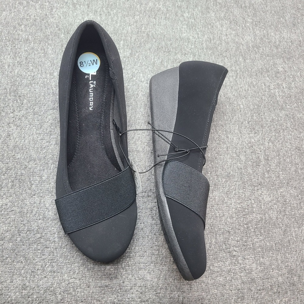 CL by Laundry Bail Wedge Pump Womens 8.5W Black Like New Elastic Strap - Picture 3 of 8